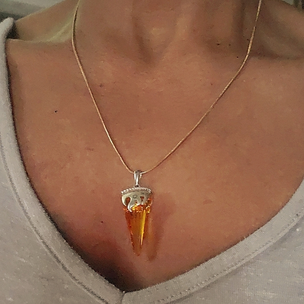 Swarovski Flame Pendant Sterling Silver 18 Inch